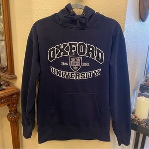 Vintage OXFORD UNIVERSITY Navy Embroidery Hoodie Sweatshirt Size Large-Unisex